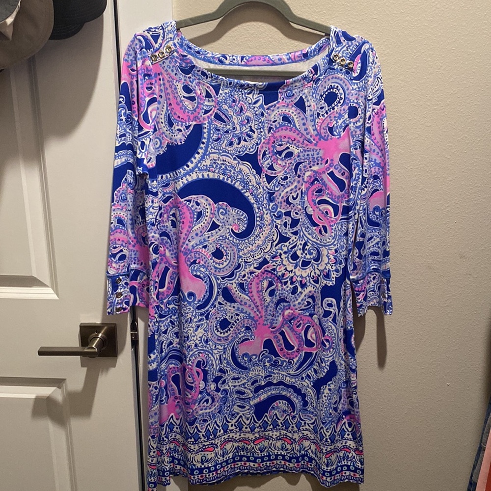 Lilly Pulitzer Sophie Octopus Dress Blue Grotto Legga Sea Engineered Large NWT